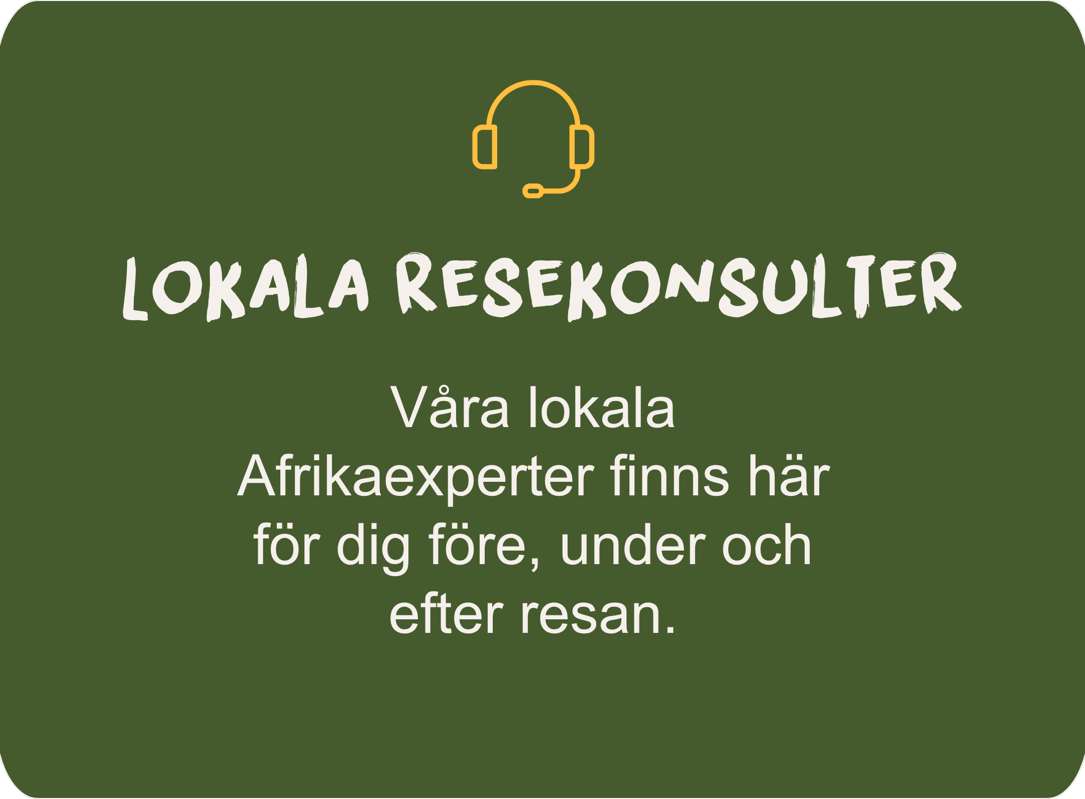Lokala Afrikaexperter som hjälper dig före, under och efter resan.